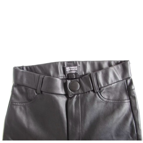 Zara Trafaluc Collection High Rise Vegan Faux Leather Pants, Black, Size S - Picture 10 of 15